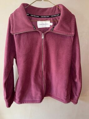 'Calvin Klein Jeans' Womens Plum Purple Zip-Up Fleece (L)